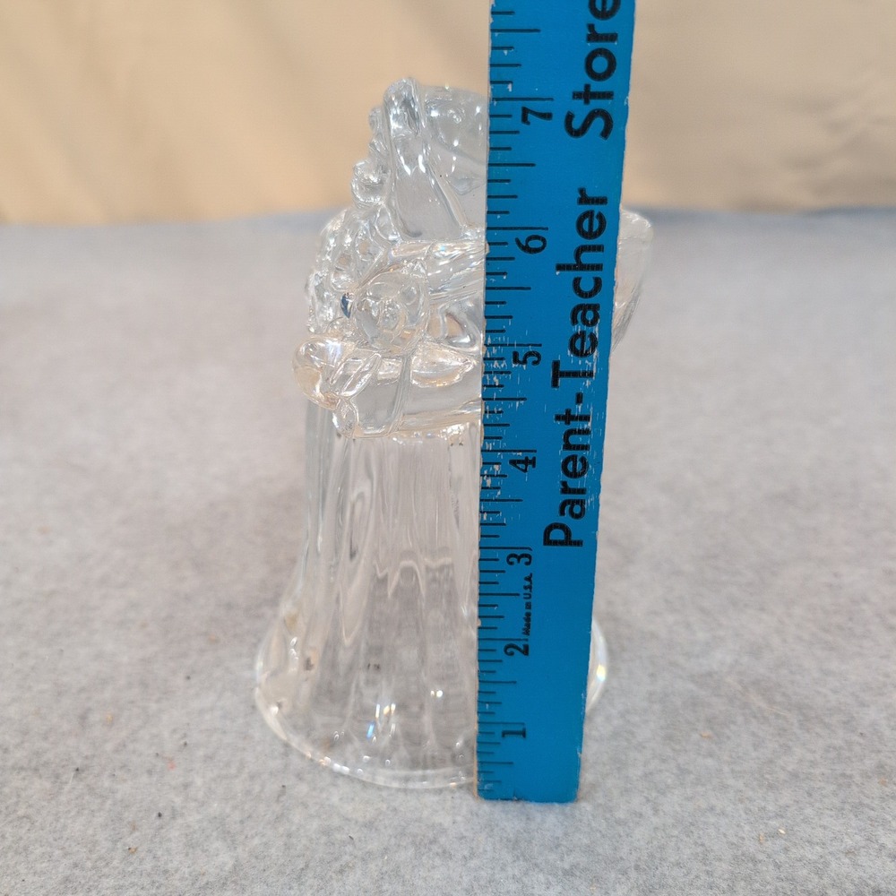 Clear Pressed Glass Santa Claus Taper Candle Holder Figurine with Teddy Bear - Picture 6 of 7